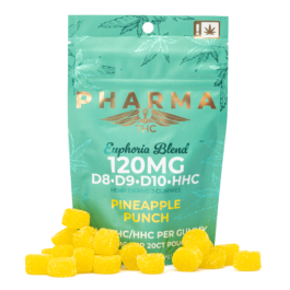 PharmaTHC Euphoria Blend Gummies – Pineapple Punch (1000 mg Delta 8 + 240 mg Delta 9 + 660 mg Delta 10 + 500 mg HHC Total)