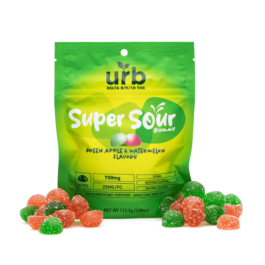 Urb Delta 8 / Delta 9 / Delta 10 THC Super Sour Gummies – Green Apple and Watermelon (750 mg Total Cannabinoids)