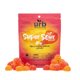 Urb Delta 8 / Delta 9 / Delta 10 THC Super Sour Gummies – Peach and Blood Orange (750 mg Total Cannabinoids)